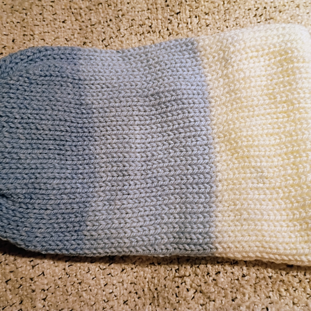 Cozy Knit Kids Hat - Blue and Cream